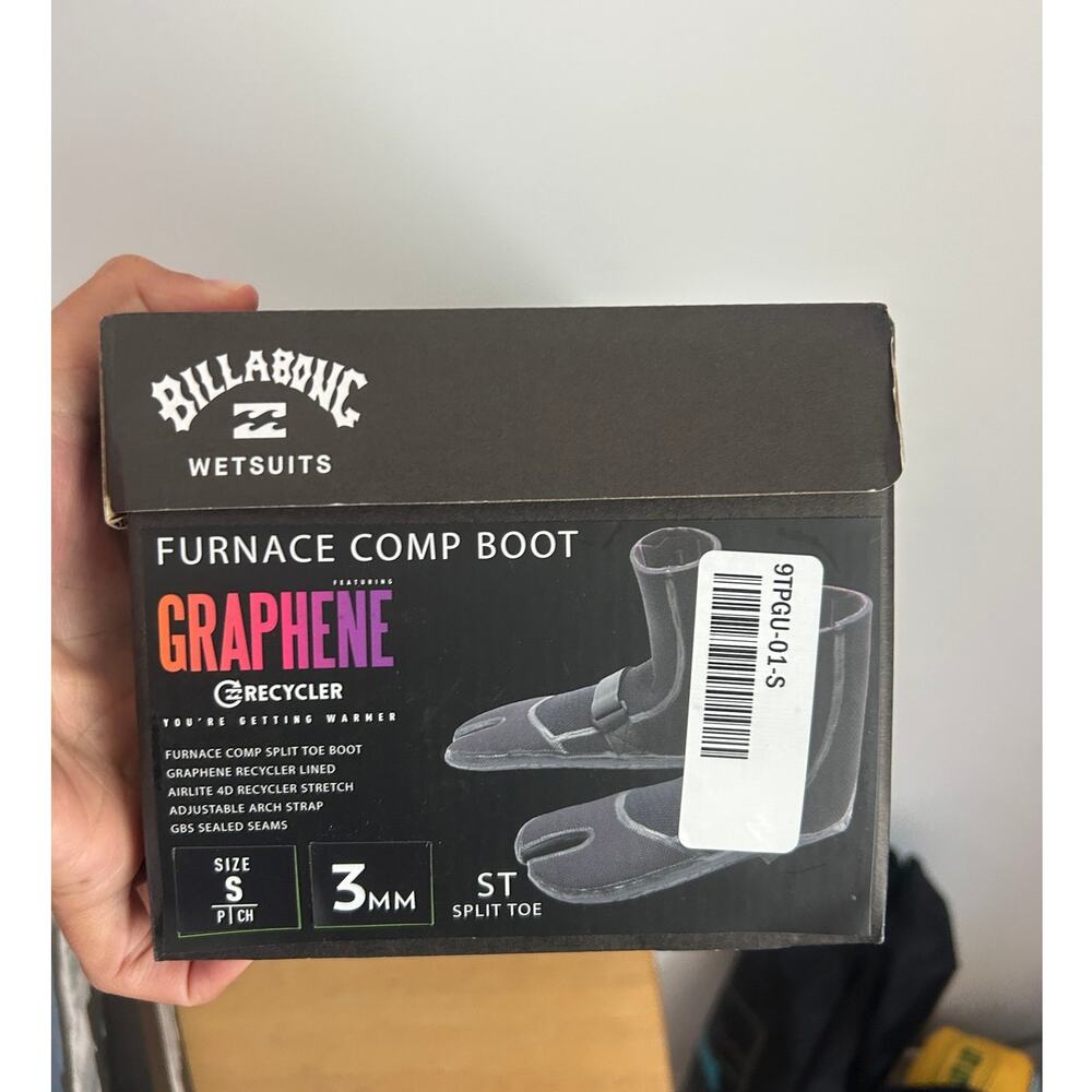 Billabong Furnace Comp Split Toe Surf Boot 3mm – Size S Graphene Recycler NEW - Picture 7 of 7